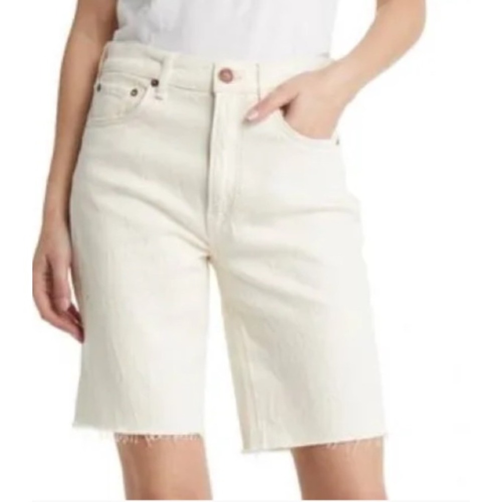 Rag & Bone Vintage Bermuda Mid Rise Shorts Cream Off White Denim Cut Off 28